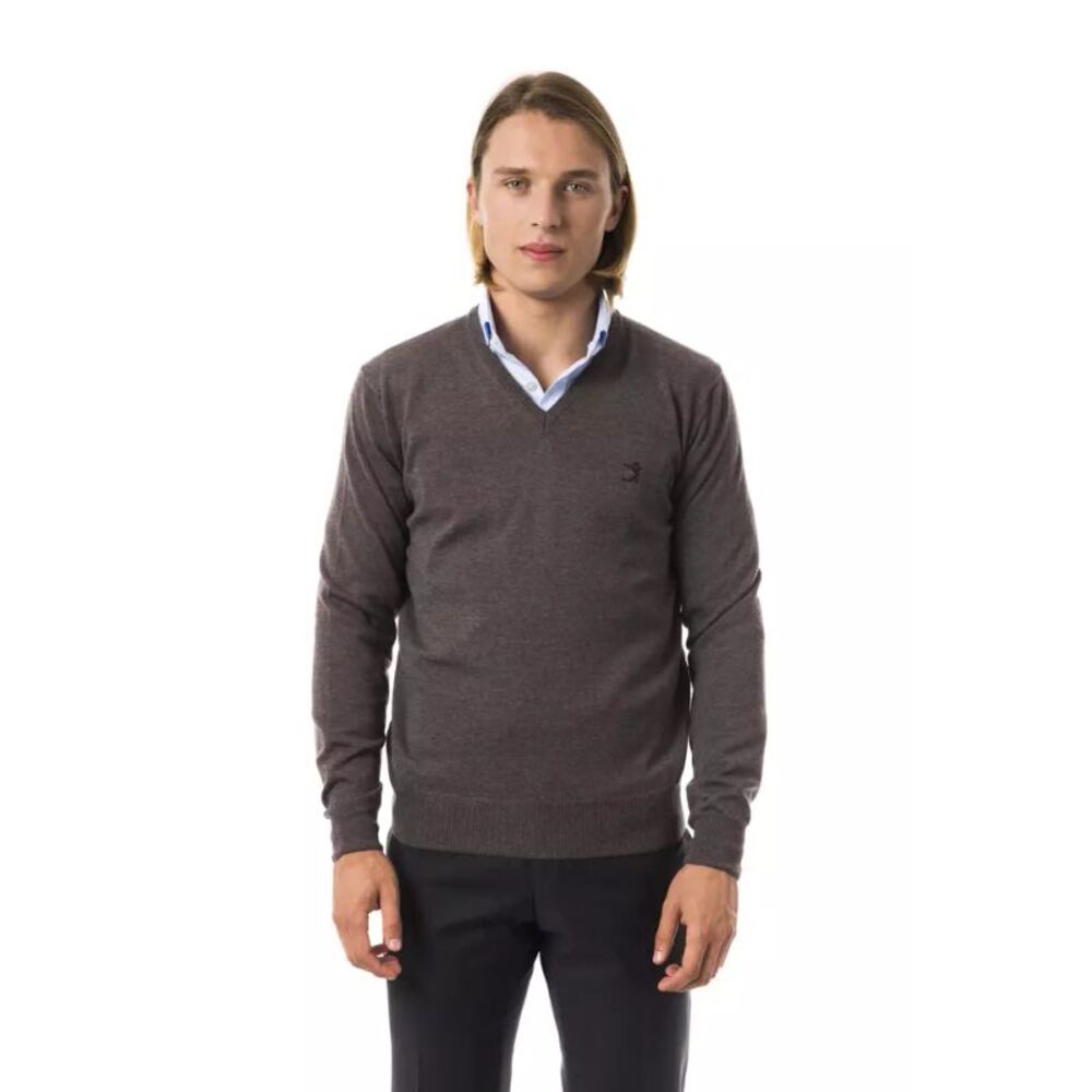 Uominitaliani Gray Merino Wool Men Men's Sweater